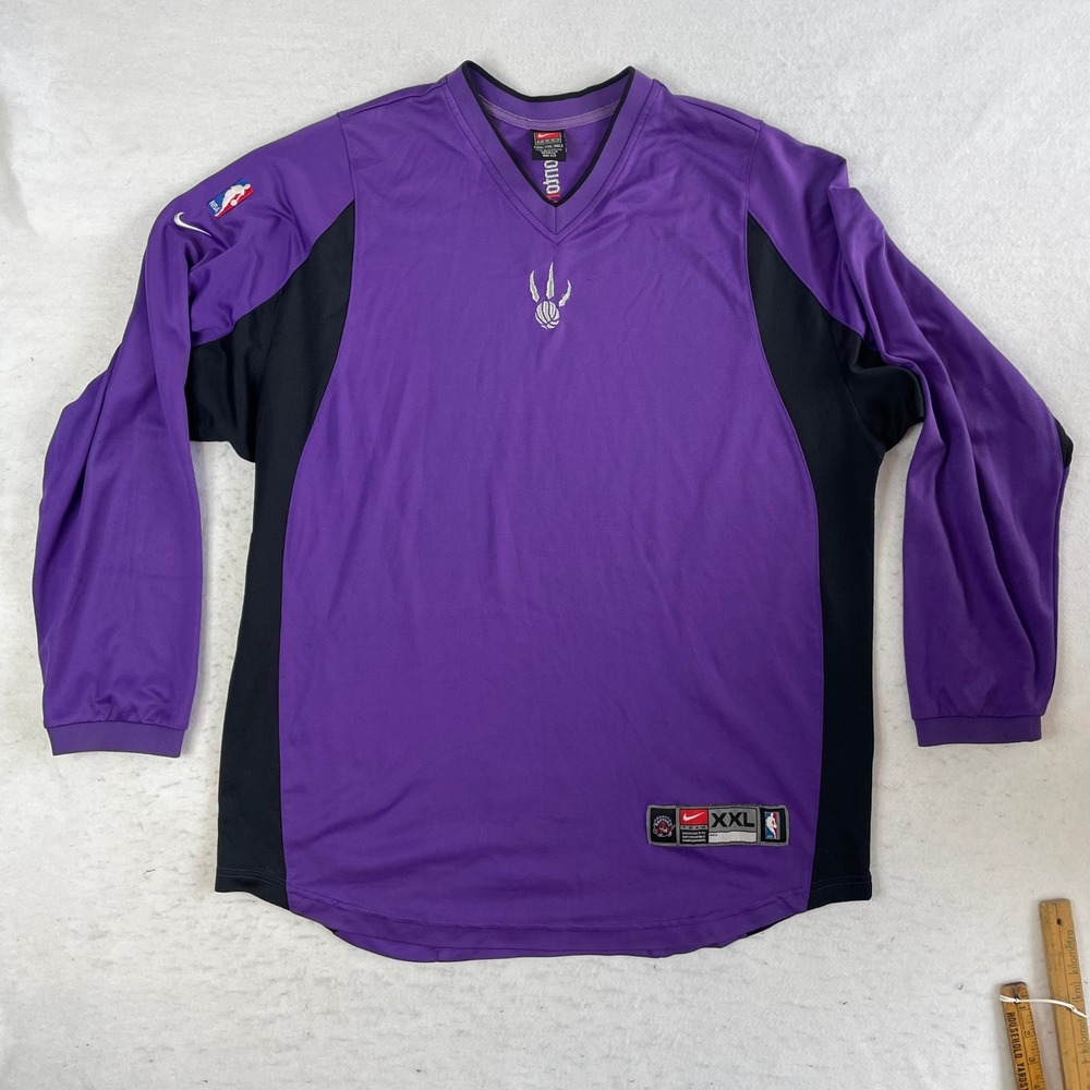 Nike Toronto Raptors Shooting‎ Shirt XXL Purple NBA V-Neck Long Sleeve Dri-Fit
